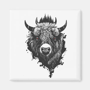 Buffalo Bison Wild Animal Natuur Illustratie Kunst Magneet