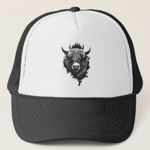 Buffalo Bison Wild Animal Natuur Illustratie Kunst Trucker Pet