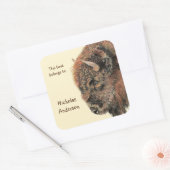 Buffalo Bizon Dier Natuur kunst Custom Bookplate Vierkante Sticker (Envelop)