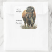 Buffalo Bizon Dier Natuur kunst Custom Bookplate Vierkante Sticker (Tas)