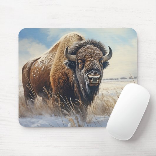 Buffalo Bizon Dier Wilde natuur Kleurrijk Muismat (Met muis)