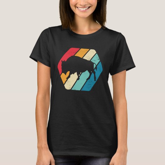 Buffalo Bizon Dier Wilde Natuur Retro T-shirt (Voorkant)