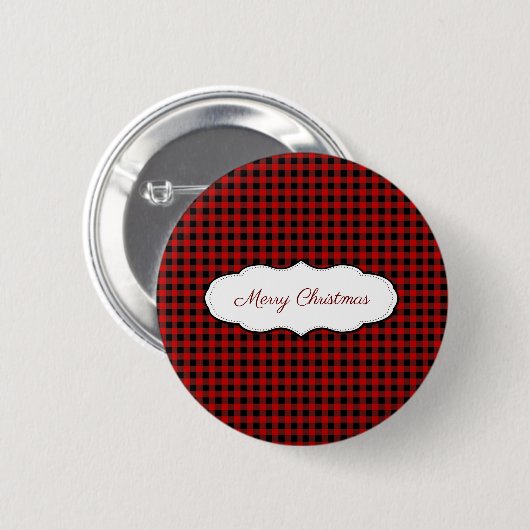 Buffalo Black en Red Pset Checks Pattern Ronde Button 5,7 Cm (Voorkant /achterkant)