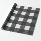 Buffalo Black Simple Stylish Trendy Check Cadeaupapier (Uitgerold)