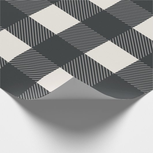 Buffalo Black Simple Stylish Trendy Check Cadeaupapier (Hoek)