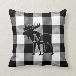 Buffalo Black White   Monogrammed Moose Kussen