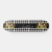 Buffalo Black White Sunflower Handgeschreven naam Persoonlijk Skateboard (Horizontaal)