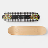 Buffalo Black White Sunflower Handgeschreven naam Persoonlijk Skateboard (Horizontaal)
