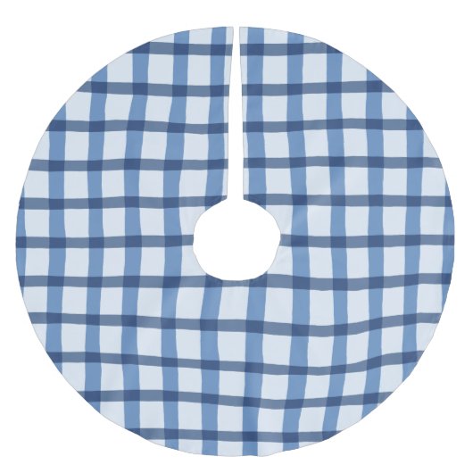 Buffalo Blauw en wit patroonpatroon controleren Kerstboom Rok (Voorkant)