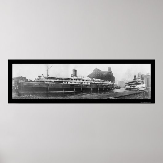 Buffalo Boat Docks, NY Foto 1909 Poster (Voorkant)