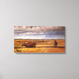 Buffalo Bones Omgeploegd door Harvey Thomas Dunn Canvas Afdruk