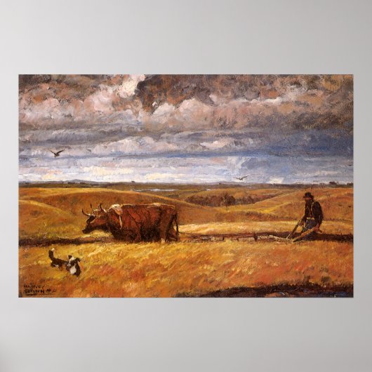 Buffalo Bones Omgeploegd door Harvey Thomas Dunn Poster (Voorkant)