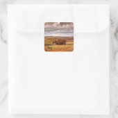 Buffalo Bones Omgeploegd door Harvey Thomas Dunn Vierkante Sticker (Tas)
