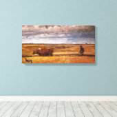 Buffalo Botten onder toezicht van Harvey Thomas Du Canvas Afdruk (Insitu (Houten vloer))