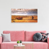 Buffalo Botten onder toezicht van Harvey Thomas Du Canvas Afdruk (Insitu (Woonkamer))