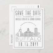 Buffalo bruiloft | Gestileerde skyline De datum op Briefkaart (Voorkant / Achterkant)