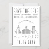 Buffalo bruiloft | Gestileerde skyline De datum op Magnetische Uitnodiging (Voorkant)