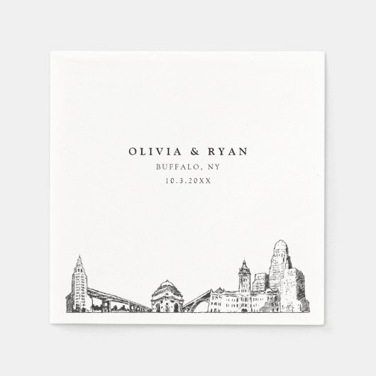 Buffalo bruiloft minimalistisch papier servet (Voorkant)