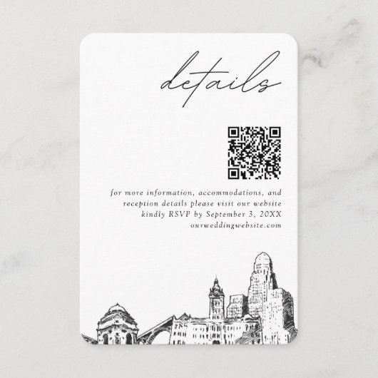 Buffalo Bruiloft Moderne Details QR Code Informatiekaartje (Voorkant)
