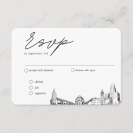 Buffalo Bruiloft Traditionele RSVP Maaltijd Optie Informatiekaartje