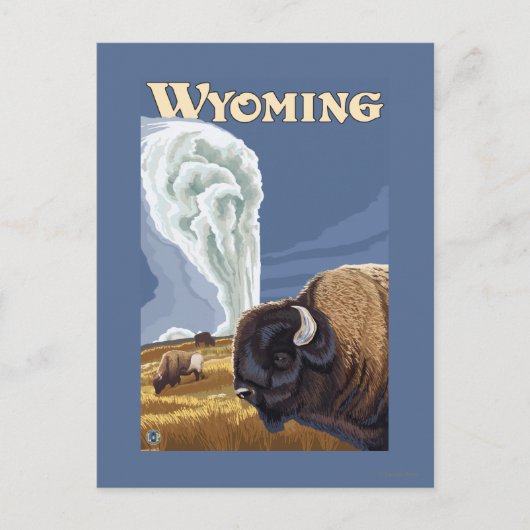 Buffalo by Old Faithful Vintage Travel Poster Briefkaart (Voorkant)