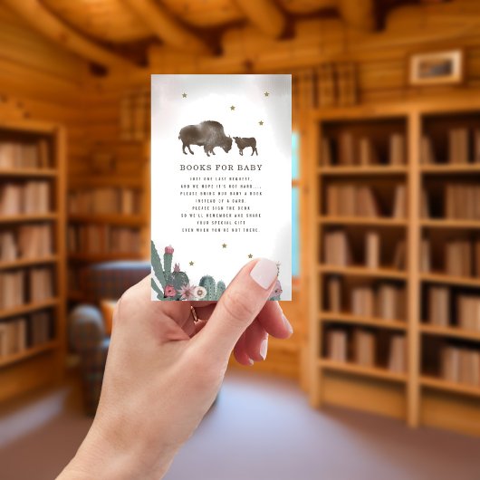Buffalo Cactus Pink Girl Baby shower Book Request Informatiekaartje