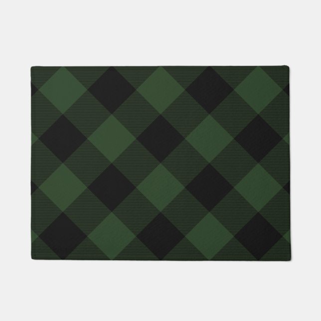 Buffalo Celtic Green and Black Squares Pset Deurmat (Voorkant)