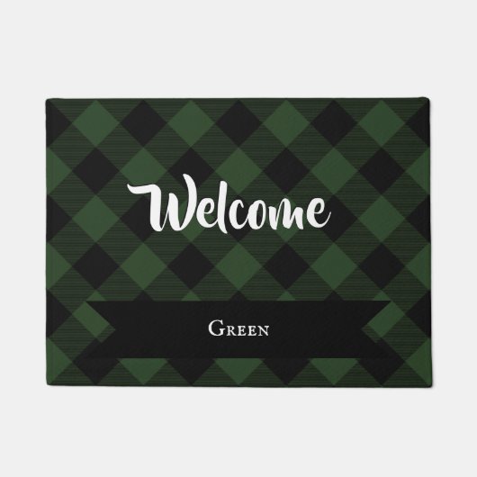 Buffalo Celtic Green and Black Squares Pset Deurmat (Voorkant)