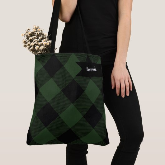 Buffalo Celtic Green and Black Squares Pset Tote Bag (Dichtbij)