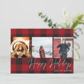 Buffalo Check 3 Foto Prettig Kerst Kaart (Staand voorkant)