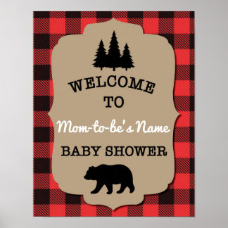 Buffalo Check Baby shower Welkomstteken Poster