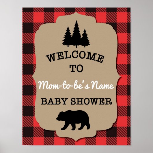 Buffalo Check Baby shower Welkomstteken Poster (Voorkant)