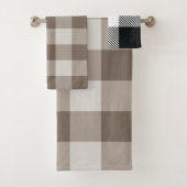 Buffalo Check Beige Cream Ivory Gingham Bad Handdoek (Insitu)