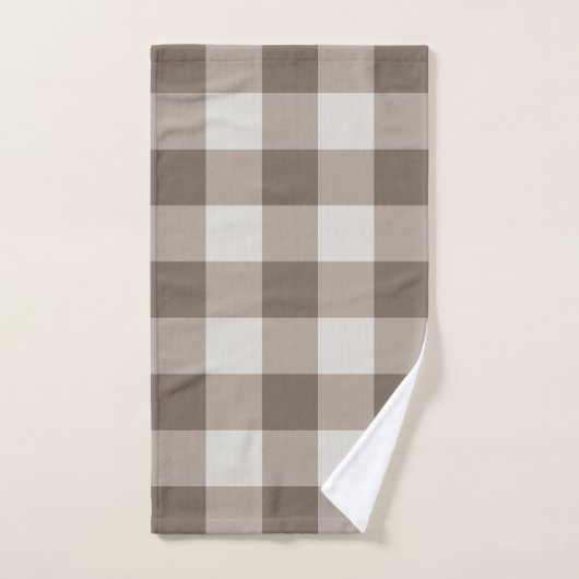 Buffalo Check Beige Cream Ivory Gingham Bad Handdoek (Handdoek)