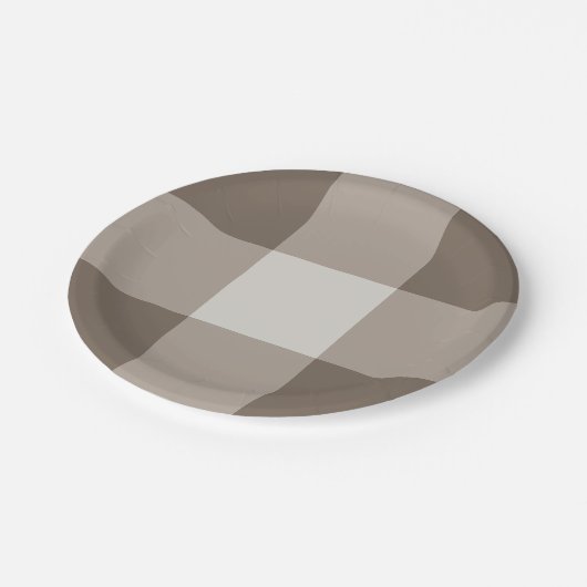 Buffalo Check Beige Cream Ivory Gingham Papieren Bordje (Gekanteld)