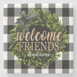 Buffalo Check Black and White Boxwood Wreater Stenen Onderzetter