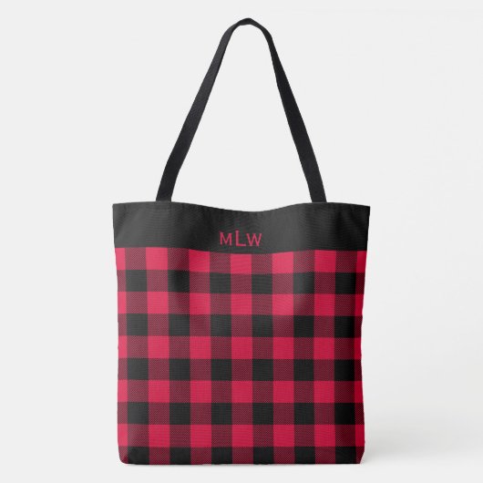 Buffalo Check-Black en Red Tote Bag (Achterkant)