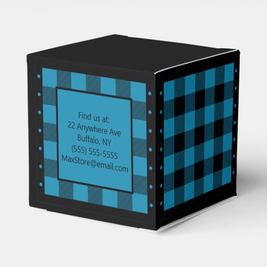 Buffalo Check - Blauw en Zwart - Klassiek Bedankdoosjes (Achterkant)