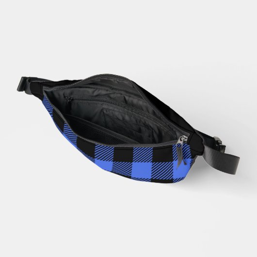 Buffalo Check Blauw en Zwart Lumberjack Plaid Heuptasje (Open)