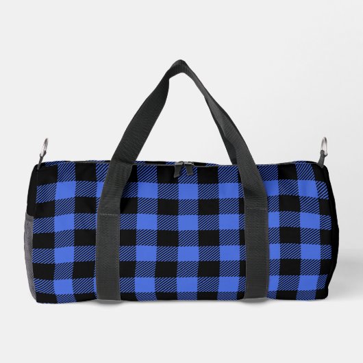 Buffalo Check Blauw en Zwart Lumberjack Plaid Plunjezak (Achterkant)