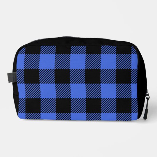 Buffalo Check Blauw en Zwart Lumberjack Plaid Toilettasje (Voorkant)