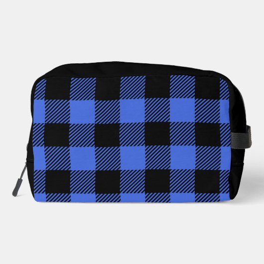 Buffalo Check Blauw en Zwart Lumberjack Plaid Toilettasje (Achterkant)