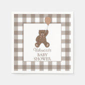Buffalo Check Brown White Teddy Bear Baby Shower Servet (Voorkant)
