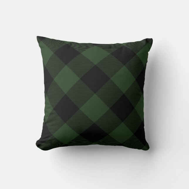 Buffalo Check Celtic Green en Black Xmas Plaid Kussen (Voorkant)