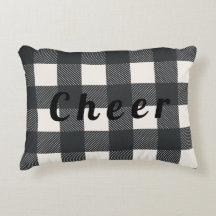 Buffalo Check Cheer Black Typography Holiday