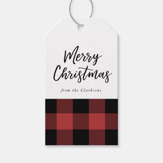 Buffalo Check Christmas Gift Label Cadeaulabel (Voorkant)