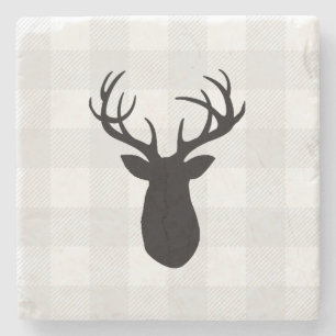 Buffalo Check Deer Wilderness Cabin Stenen Onderzetter