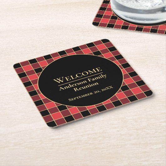 Buffalo Check Family Reunion Aangepaste kleuren SV Kartonnen Onderzetters (Schuin)