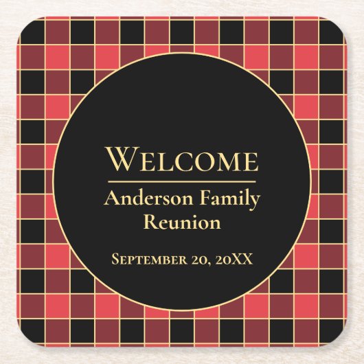 Buffalo Check Family Reunion Aangepaste kleuren SV Kartonnen Onderzetters (Voorkant)