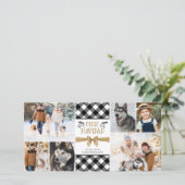 Buffalo Check FELIZ NAVIDAD zwart wit collage Feestdagenkaart (Staand voorkant)